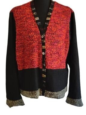Stonebridge Vintage Art To Wear Cardigan Sweater XL Knit Wool Blend Textured...